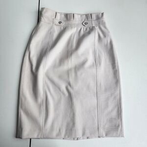 White House Black Market WHBM Paper Bag Waist Pencil Skirt Ivory Beige Sz 0